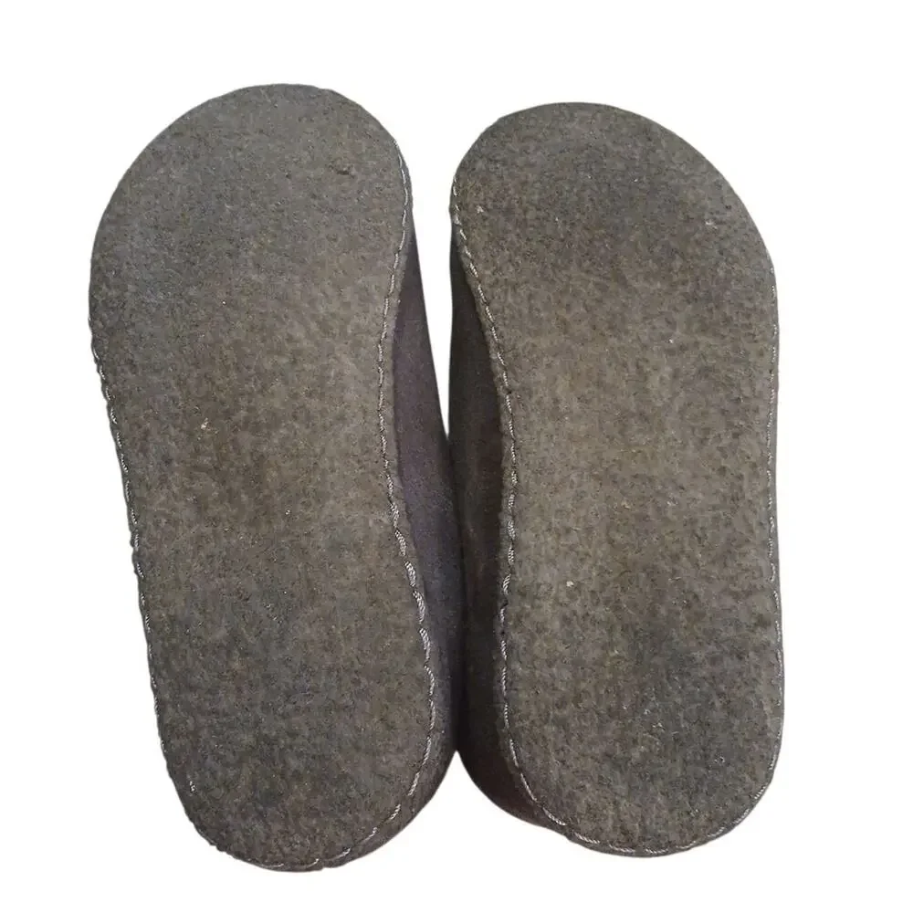 Sorel Kids Lanner 40135 Gray Brown Faux Fur Round‎ Toe Slip On Slippers US Sz 4